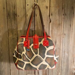 Dooney & Bourke giraffe shoulder bag purse some staining on lining